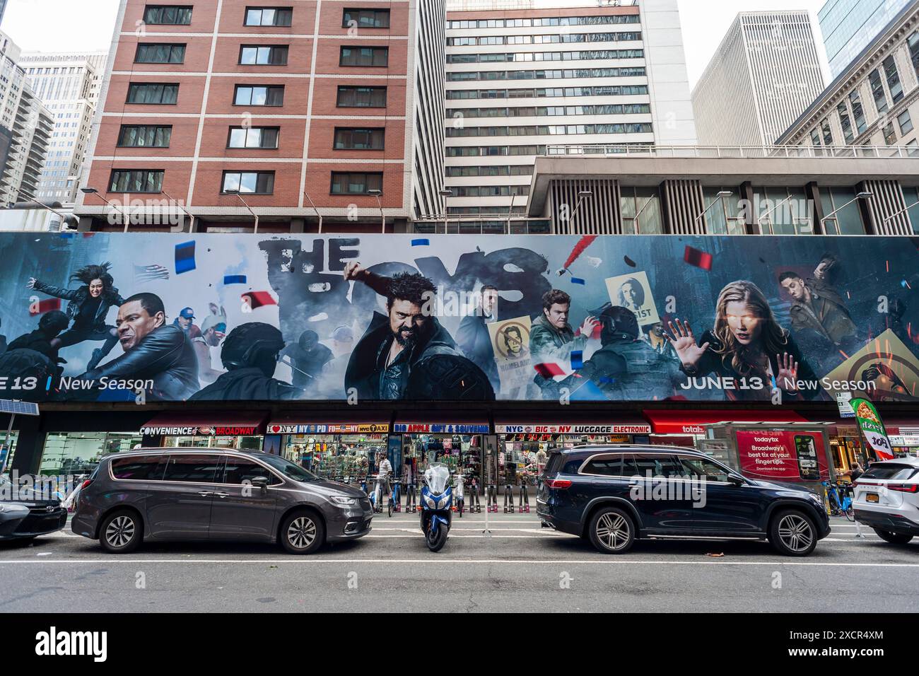 Werbung für die Amazon Prime-Serie „The Boys“ am Times Square in New York am Mittwoch, 12. Juni 2024. (© Richard B. Levine) Stockfoto