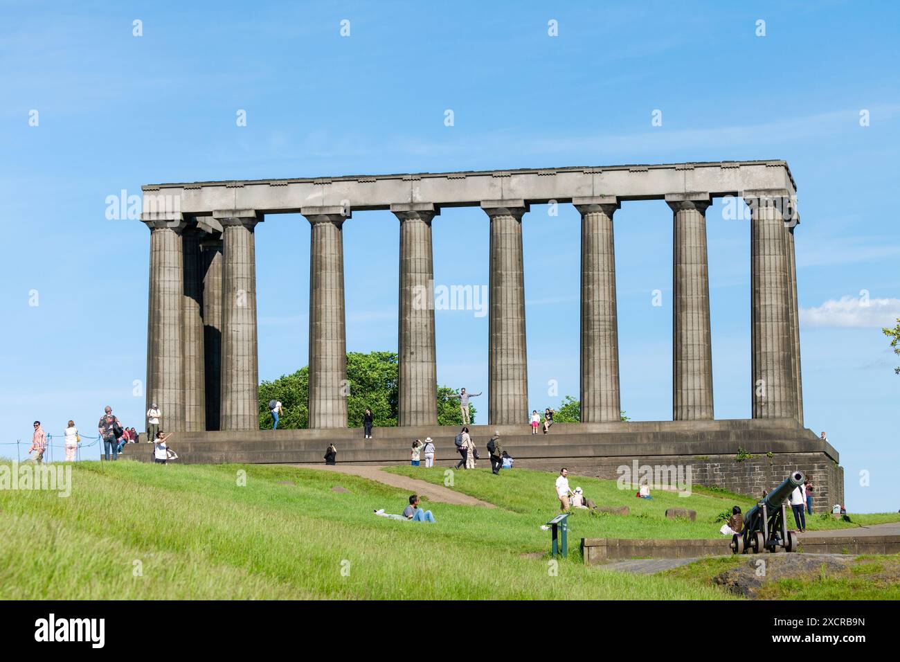 National Monument of Scotland, auf Calton Hill, Edinburgh, Schottlands nationales Denkmal für die schottischen Soldaten, die in den Napoleonischen Kriegen starben Stockfoto