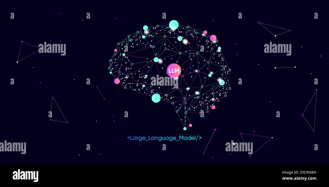 Abbildung des abstrakten Streams. Künstliche Intelligenz. Big Data, Technologie, Datenübertragung, Datenfluss, großes Sprachmodell, generative KI, natürlich Stock Vektor