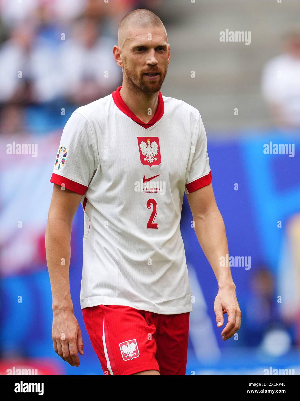 Hamburg, Deutschland. Juni 2024. Bartosz Salamon (Polen) spielte während des UEFA Euro 2024-Spiels zwischen Polen und den Niederlanden, Gruppe D, Datum 1, am 16. Juni 2024 im Volksparkstadion in Hamburg. (Foto: Bagu Blanco/PRESSINPHOTO) Credit: PRESSINPHOTO SPORTS AGENCY/Alamy Live News Stockfoto