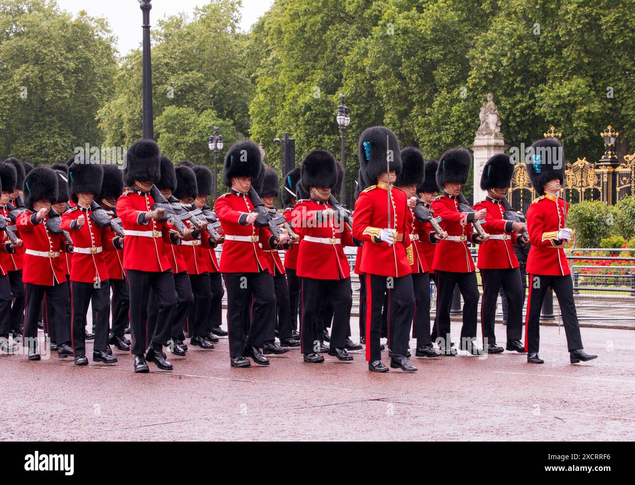 Irish Guards Marschieren Trooping The Colour Color The Mall London 2024 Stockfoto