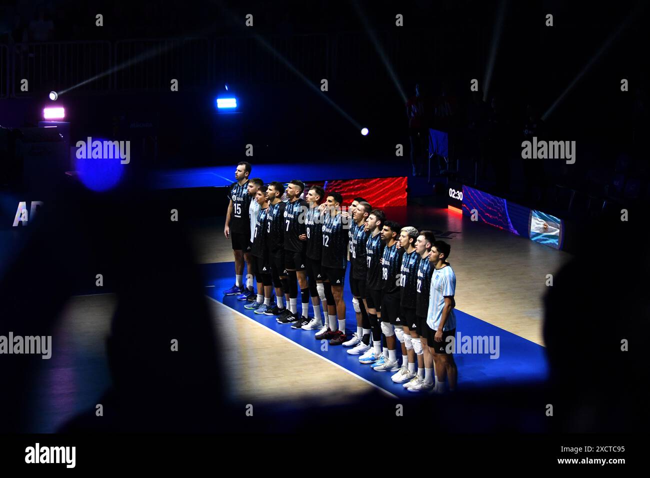 Ljubljana, Slowenien. Juni 2024. Ljubljana, Slowenien, 18. Juni 2024: Team Argentinien beim FIVB Men's Volleyball Nations League Spiel zwischen Slowenien und Argentinien in der Arena Stozice, Ljubljana, Slowenien. (Natasa Kupljenik/SPP) Credit: SPP Sport Press Photo. /Alamy Live News Stockfoto