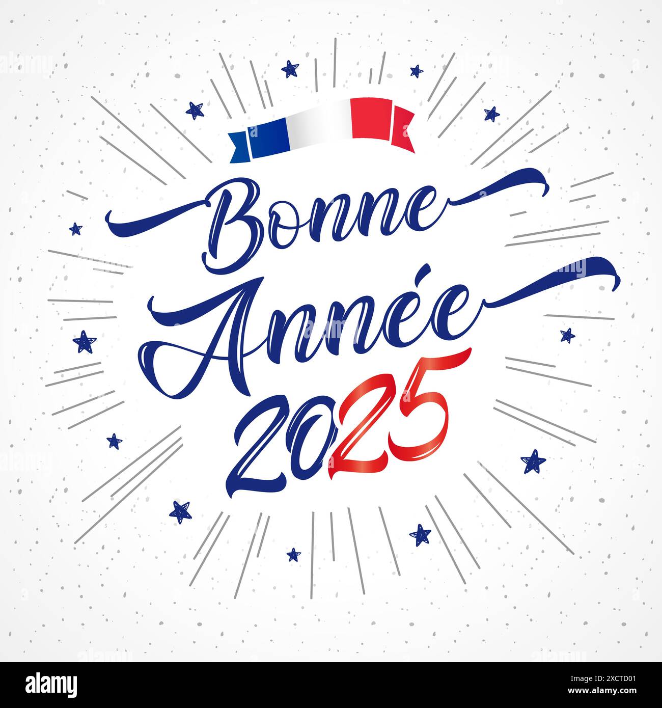 Eleganter Schriftzug Bonne annee 2025. Übersetzung aus dem Französischen - Happy New Year 2025, für saisonale Feiertage, Grußkarten und Einladung. Vektorkarte Stock Vektor