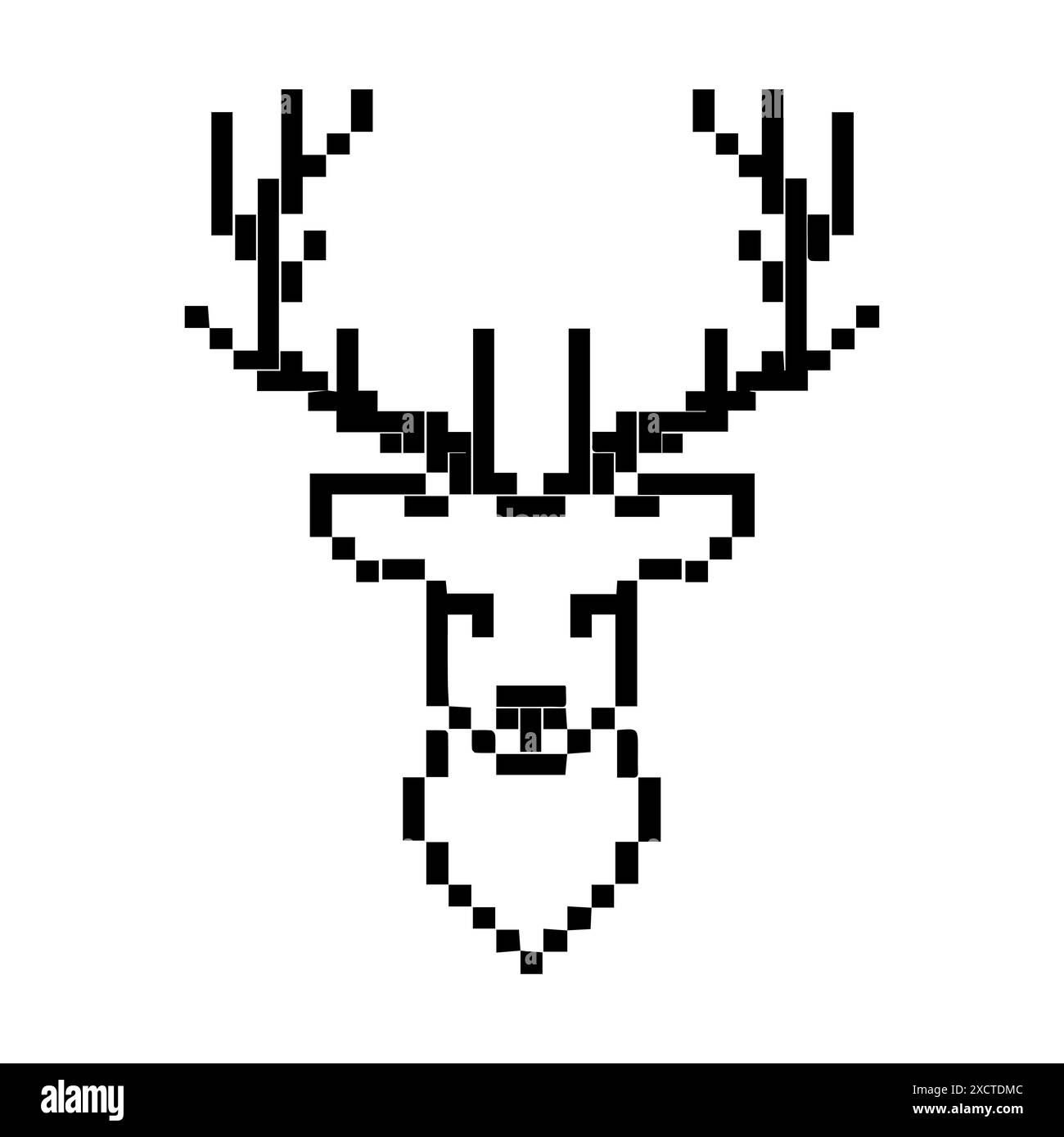 Hirsch-Pixel-Logo oder modernes Liniensymbol. Vektorgrafik und Ikonendesign mit auffälligen Konturen. Schwarz-weiß Pixel Perfect minimalistisches Symbol isoliert weiß Stock Vektor
