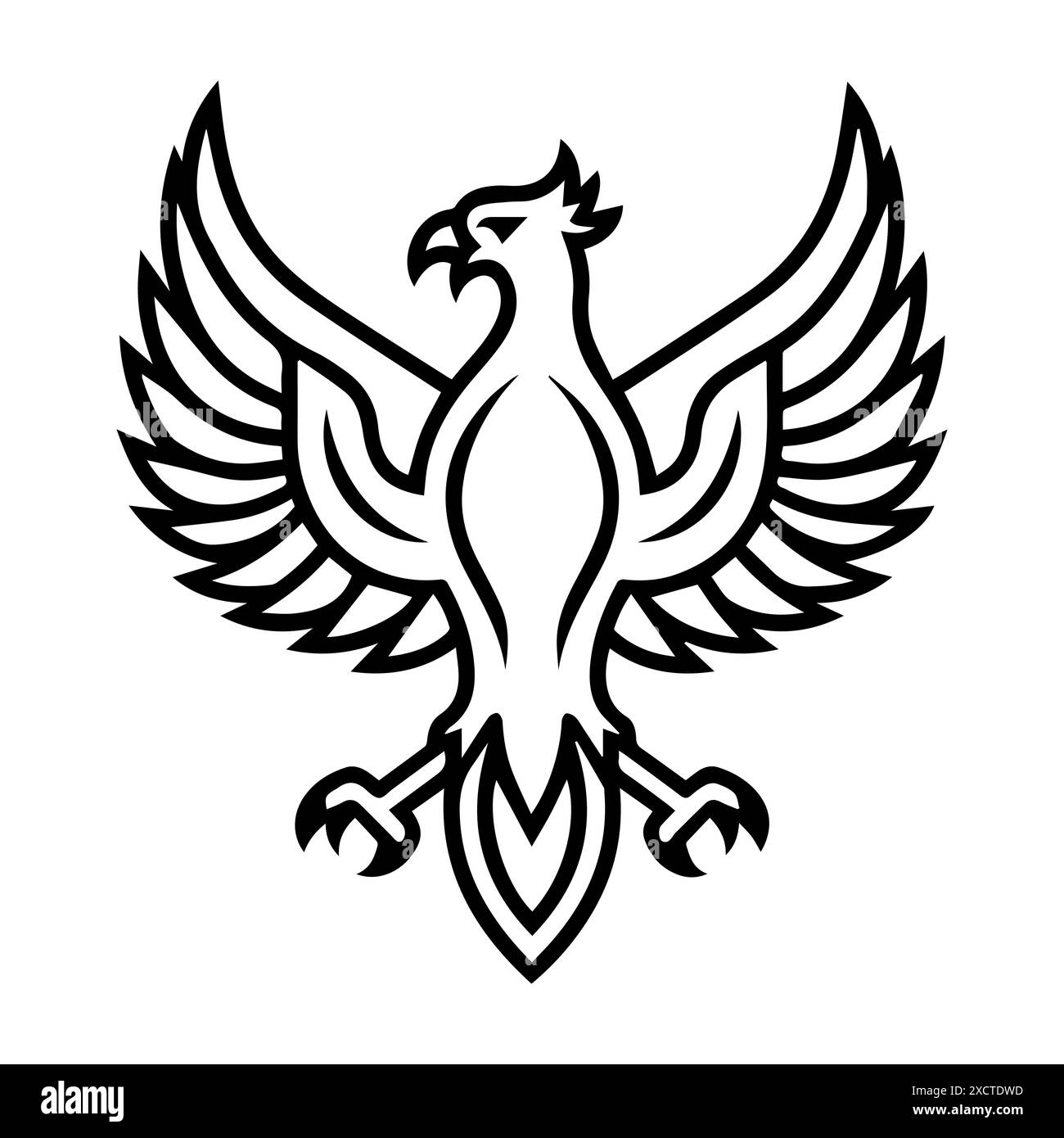 Luxuriöses Griffins-Logo oder Symbol der modernen Linie. Vektorgrafik und Ikonendesign mit auffälligen Konturen. Schwarz-weiß Pixel Perfect minimalistisches Symbol isolieren Stock Vektor
