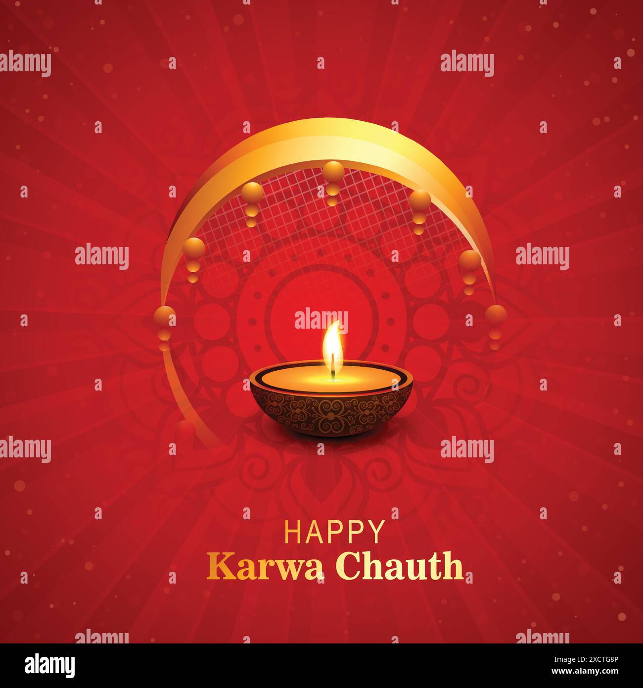 Dekorativer Indischer Happy Karwa Chauth Festival Hintergrund Stock Vektor