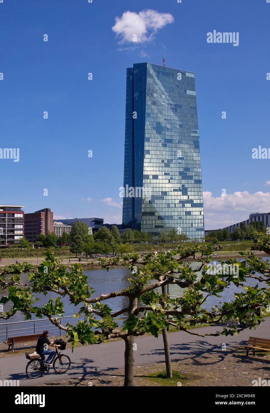 Sitz der Europäischen Zentralbank, Hauptsitz der EZB am Main, Deutschland, Hessen, Frankfurt am Main Stockfoto