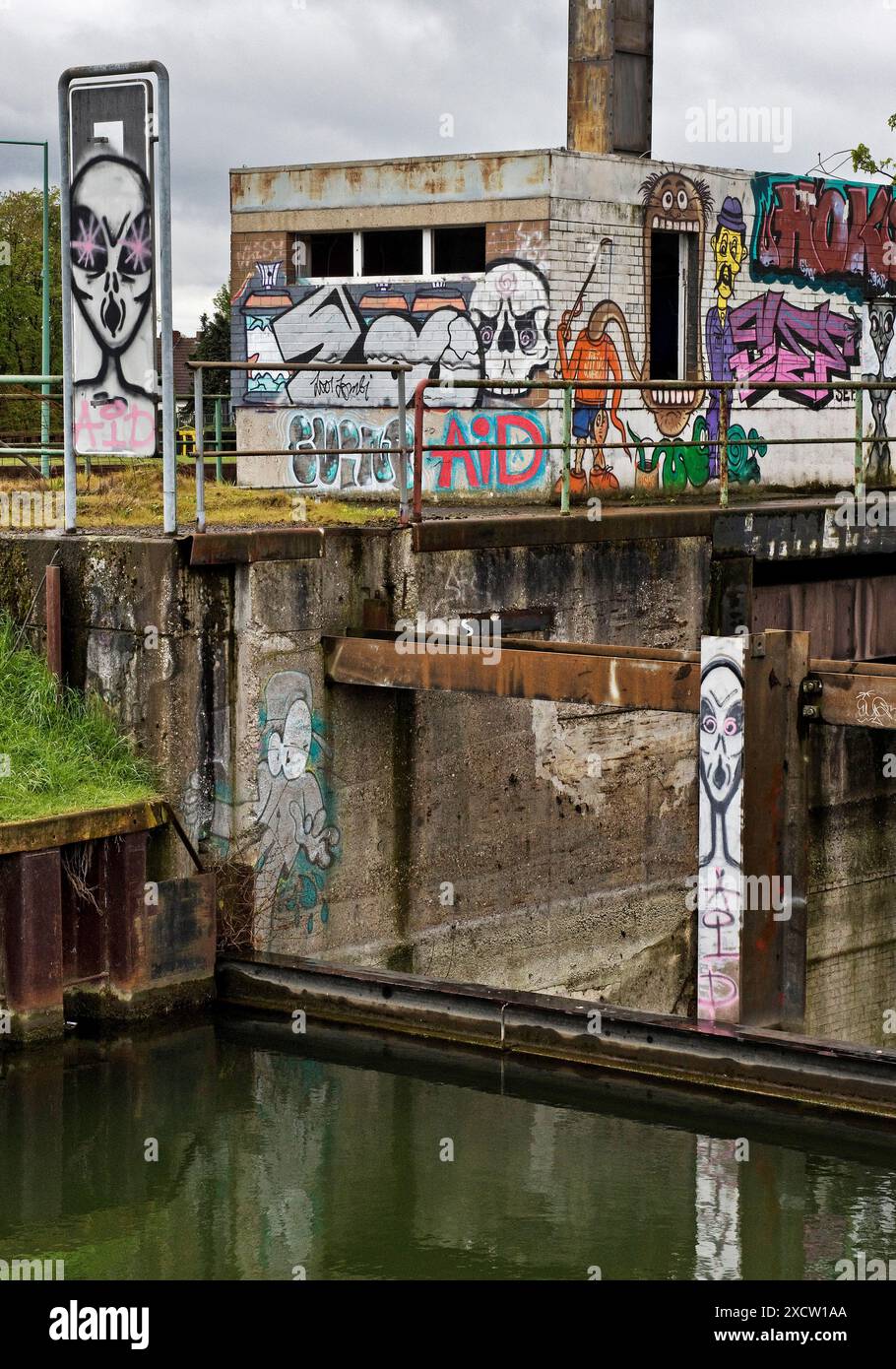 Alte Wanne-Eickel-Schleuse am Rhein-Herne-Kanal, Deutschland, Nordrhein-Westfalen, Ruhrgebiet, Herne Stockfoto