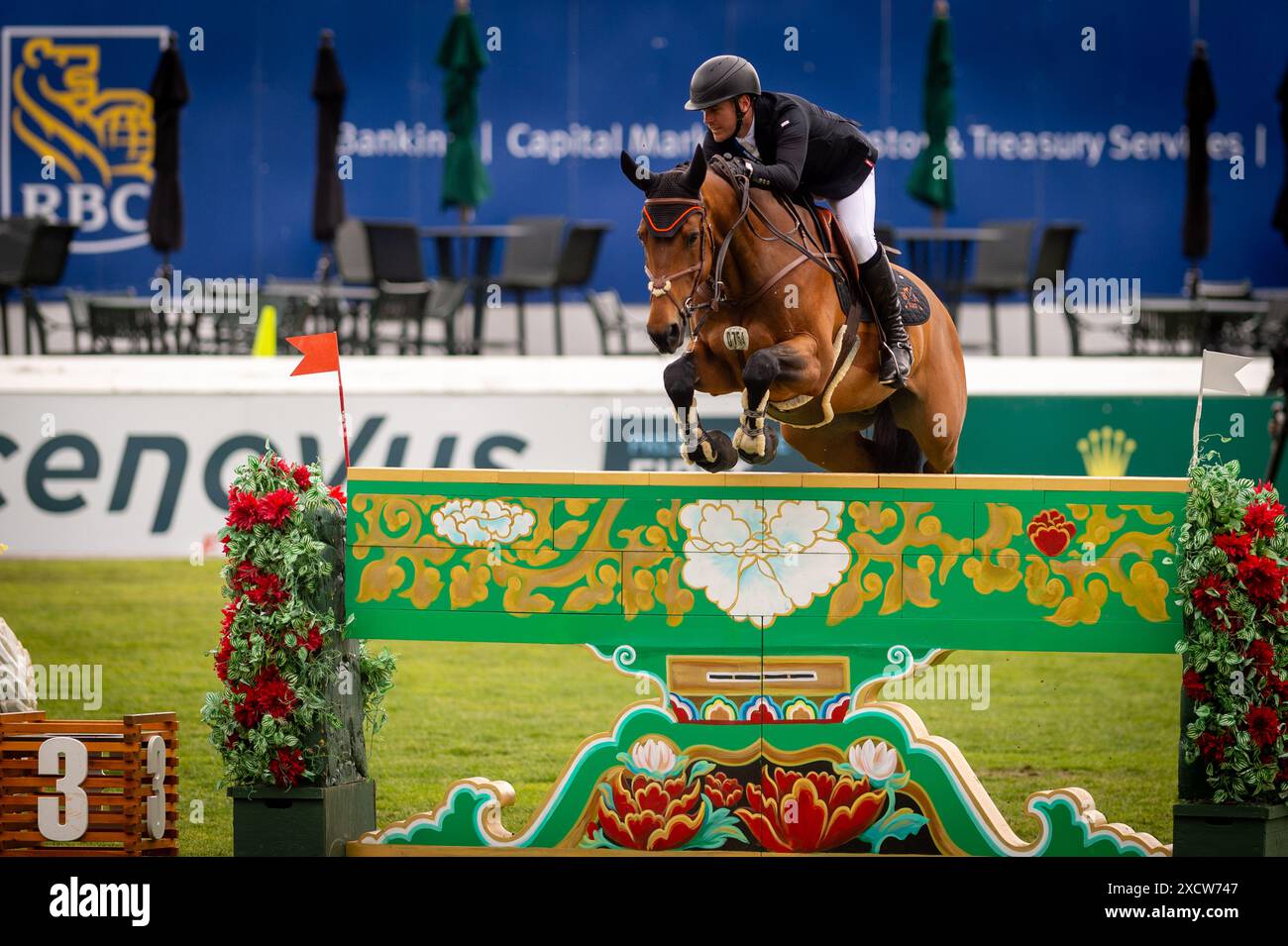 Spitzenreitersport bei Spruce Meadows in Calgary Stockfoto