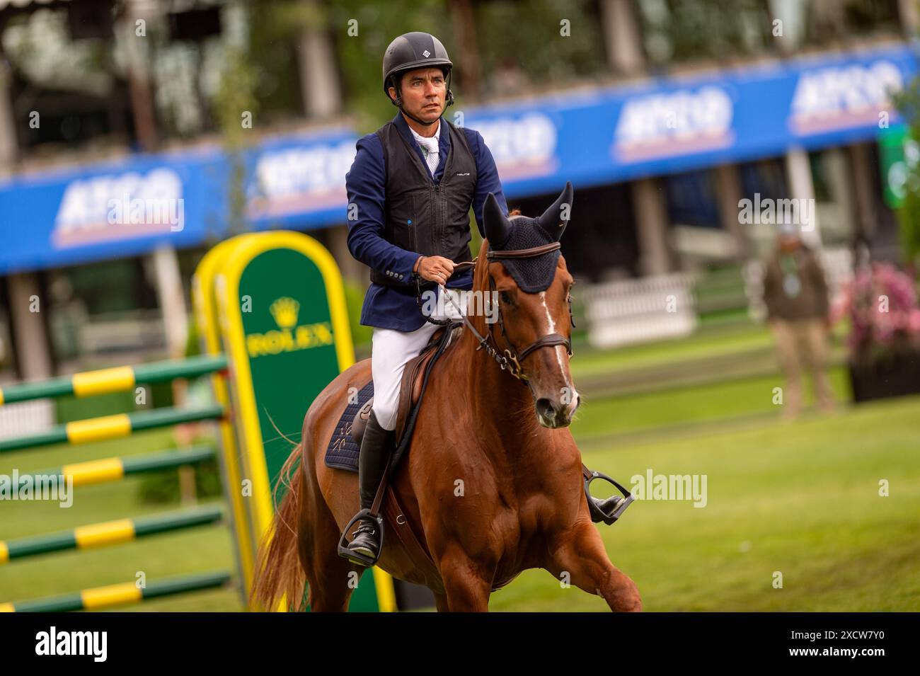 Spitzenreitersport bei Spruce Meadows in Calgary Stockfoto