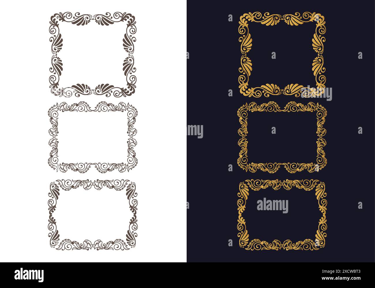 Handgezeichnete Ornamente mit dekorativem Blumenrahmen Stock Vektor