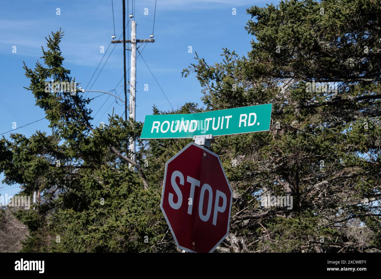 Schild rund um die Tuit Road in Whites Lake, Nova Scotia, Kanada Stockfoto