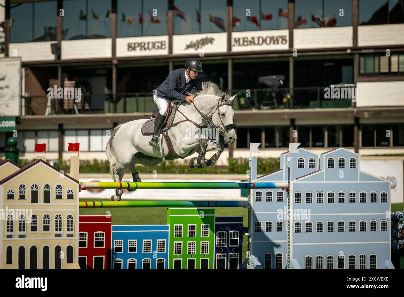 Spitzenreitersport bei Spruce Meadows in Calgary Stockfoto