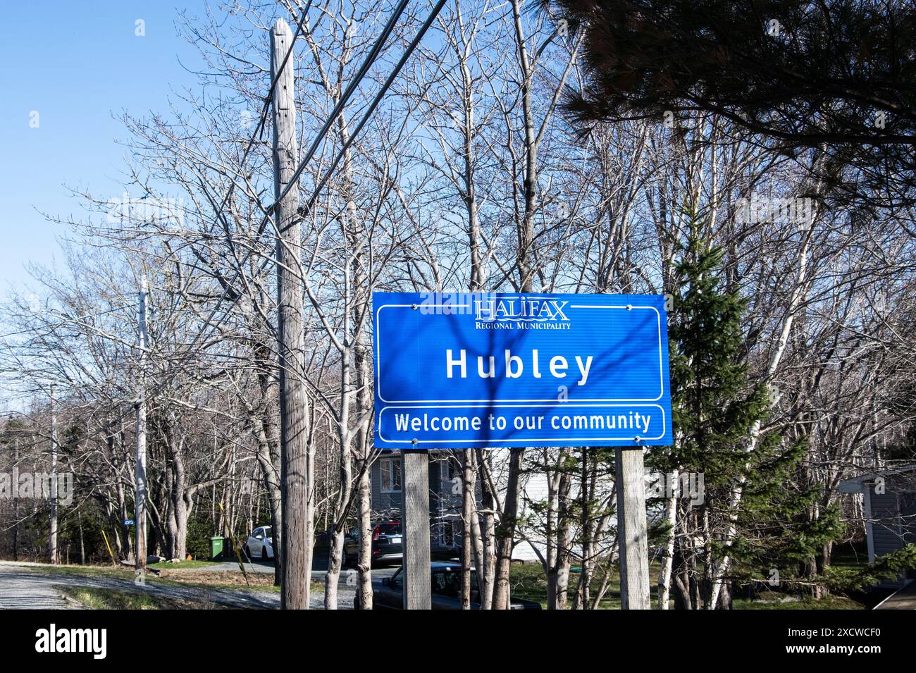 Willkommen bei Hubley Sign auf NS 3 in Nova Scotia, Kanada Stockfoto