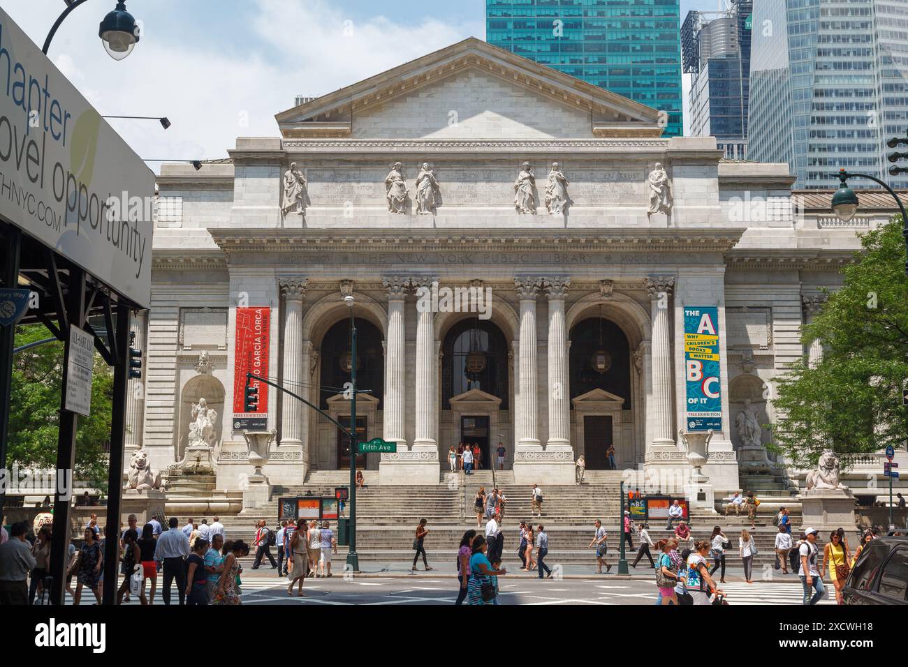 New York City Public Library Elegante Fassade Midtown Manhattan Stockfoto
