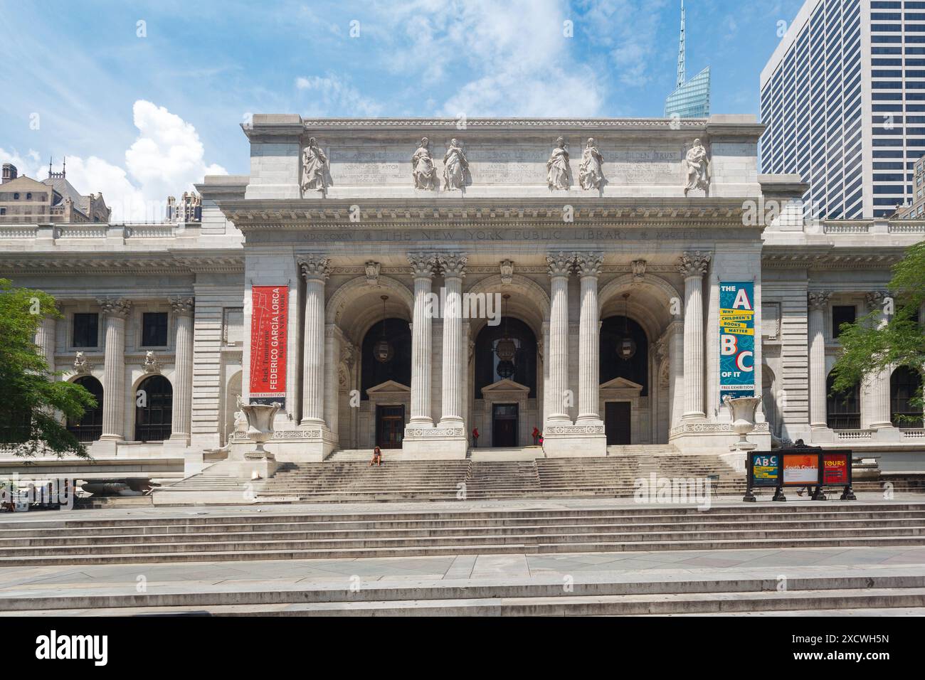 New York City Public Library Elegante Fassade Midtown Manhattan Stockfoto