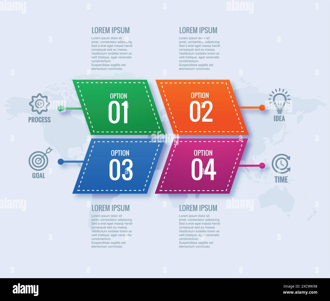 Modernes Business-Infografik-Konzept mit 4-stufigem Bannerdesign Stock Vektor