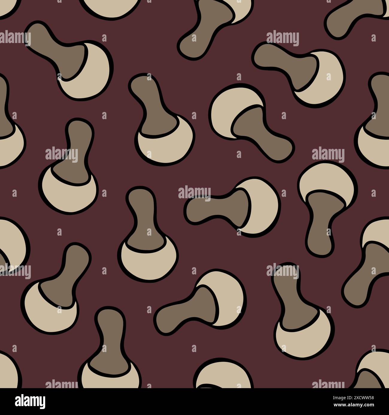 Vektorisolierte Darstellung eines Musters mit Champignonpilzen. Stock Vektor