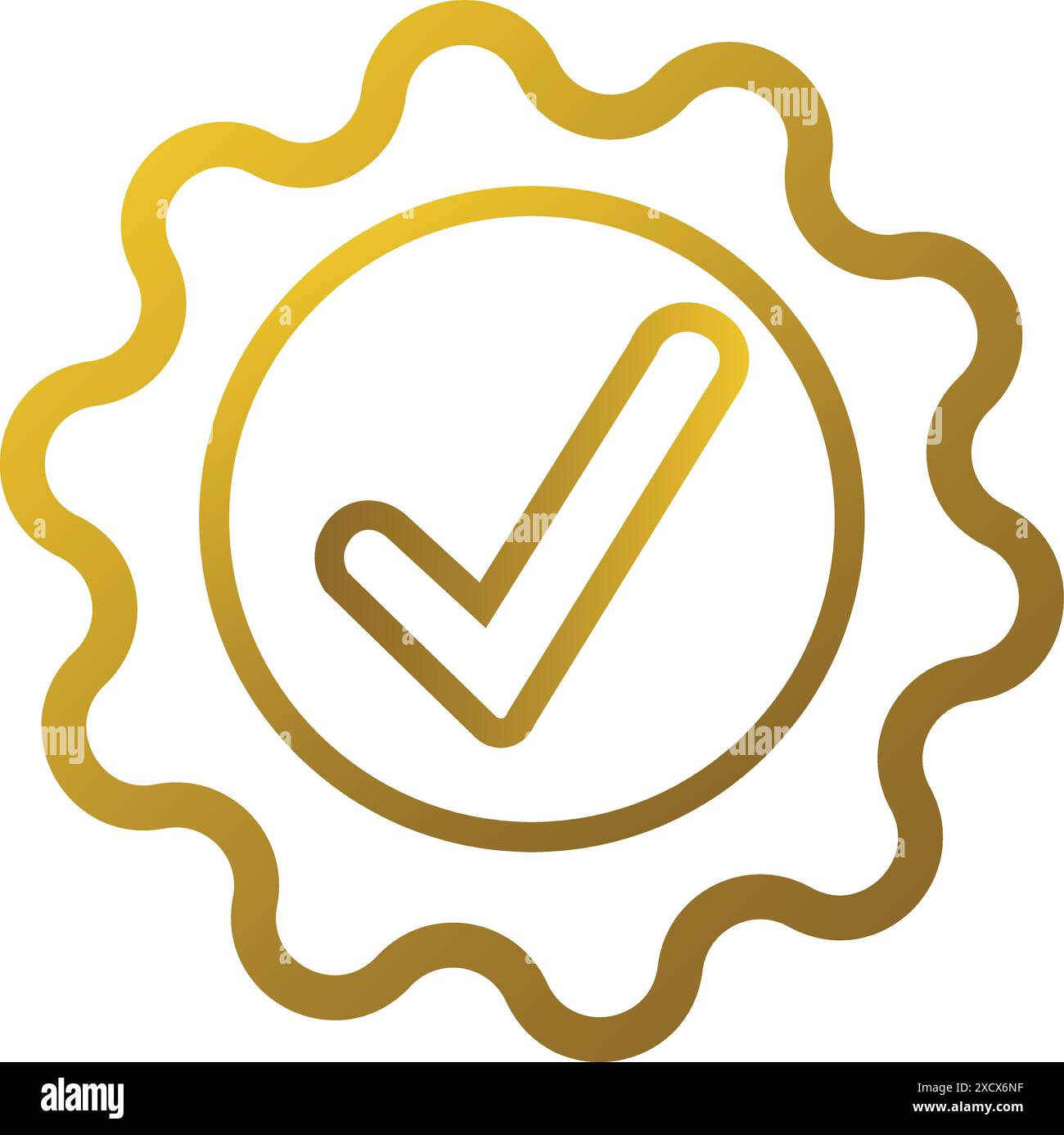 Ein auffälliges, Golden verifiziertes Symbol, das für erstklassige Qualität und offizielle Zertifizierung steht, ideal, um Vertrauen und Authentizität zu signalisieren. Stock Vektor