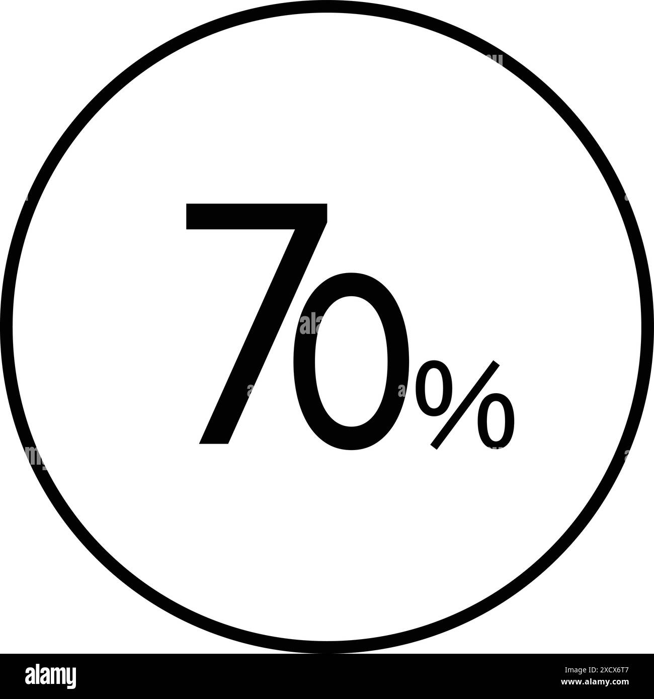 Eine Abbildung eines 70-Prozent-Symbols, das eine Fortschritts- oder Fertigstellungsmetrik in einem klaren und prägnanten Design darstellt Stock Vektor