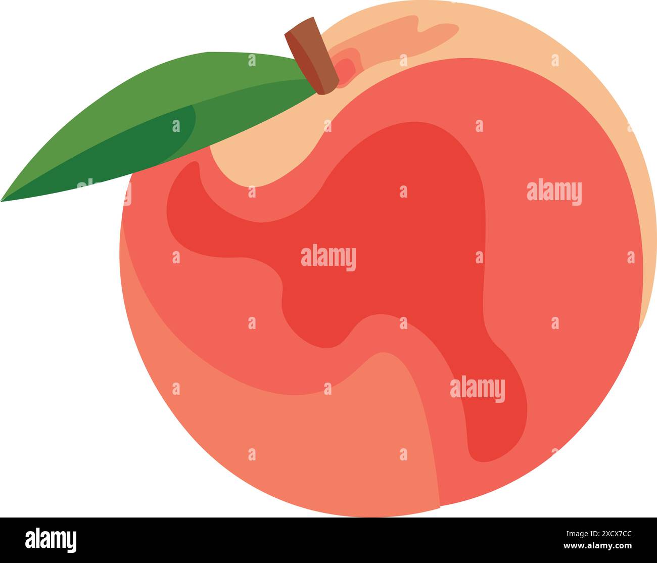 Eine detaillierte Illustration eines Pfirsichs mit seiner lebendigen Farbe und saftigen Textur, ideal für die Darstellung von frischem Obst in künstlerischer Hinsicht Stock Vektor
