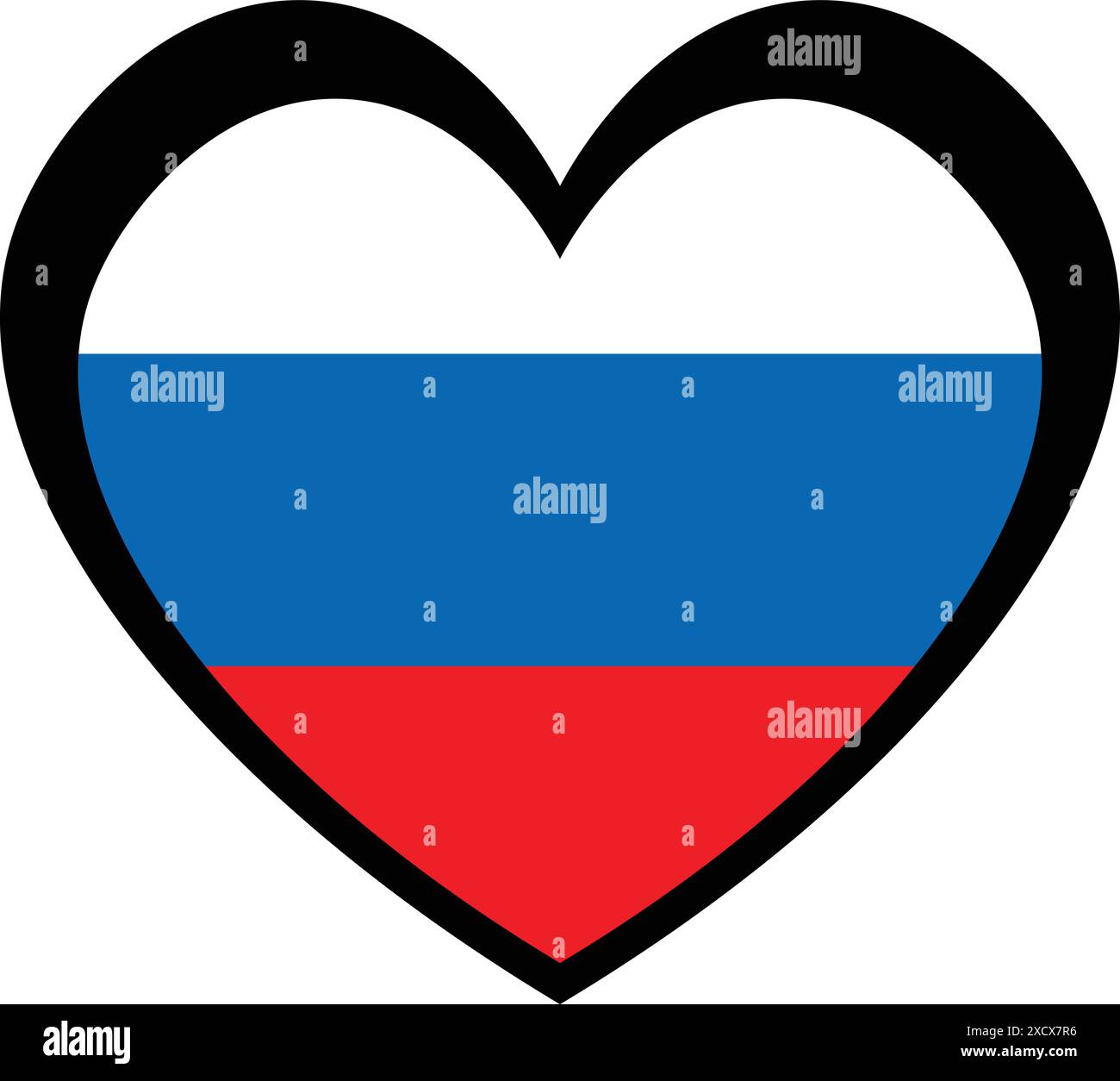 Eine Illustration eines Herzsymbols mit der russischen Flagge, die Liebe und Stolz für Russland symbolisiert Stock Vektor