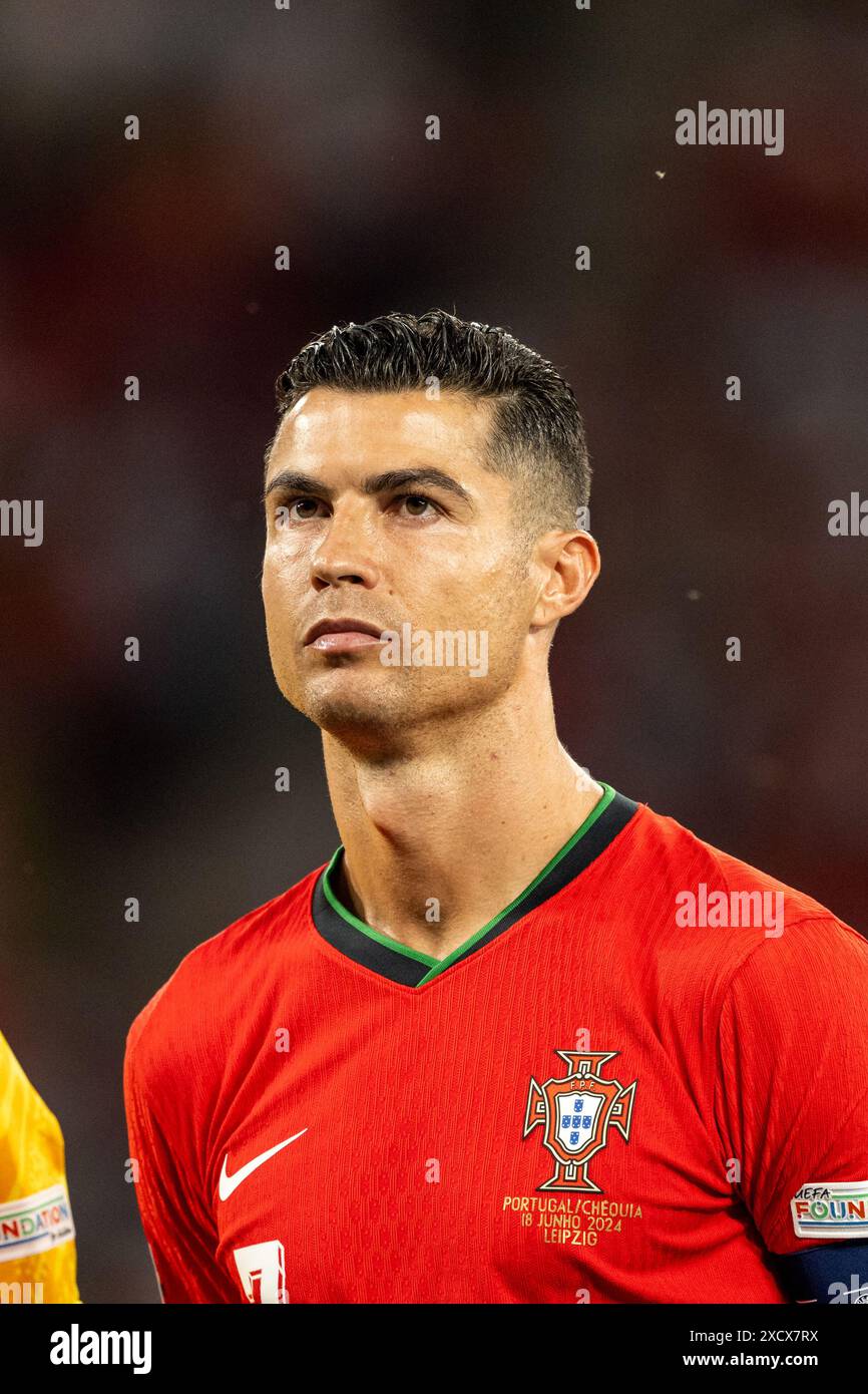 Leipzig, Deutschland. Juni 2024. Cristiano Ronaldo aus Portugal war beim Spiel der UEFA Euro 2024 in der Gruppe F zwischen Portugal und Tschechien in der Red Bull Arena in Leipzig zu sehen. Stockfoto