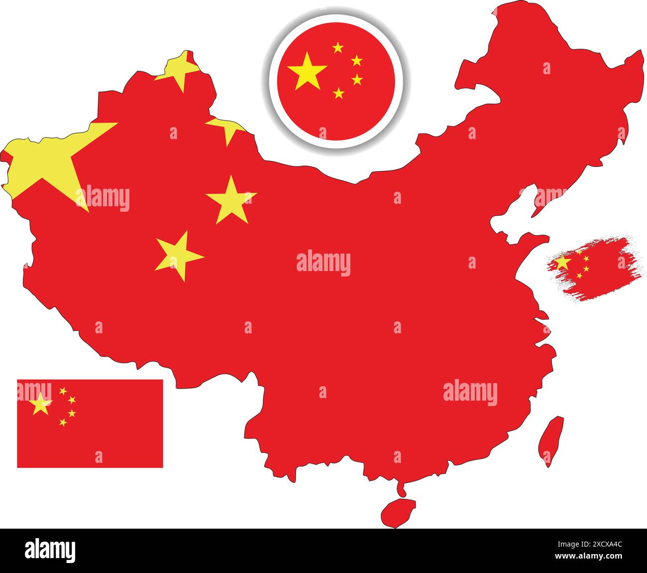 China Karte und Flagge Stock Vektor