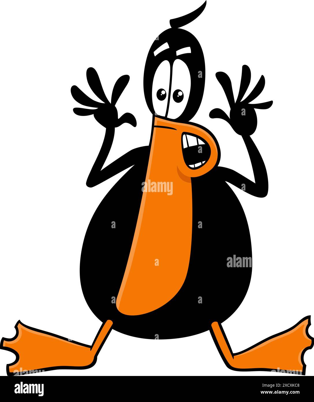 Cartoon-Illustration einer verängstigten oder überraschten schwarzen Ententierfigur Stock Vektor