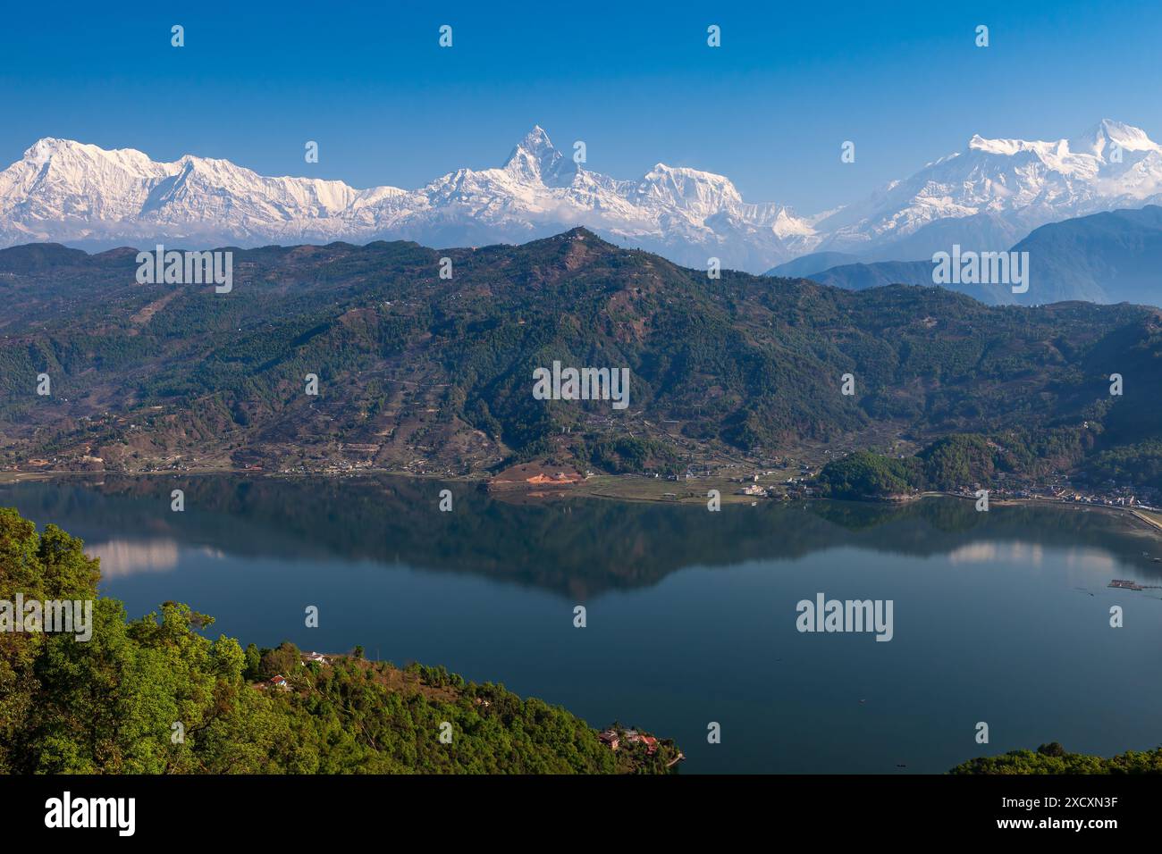 Die Annapurna Mountain Range in Pokhara in Nepal Stockfoto