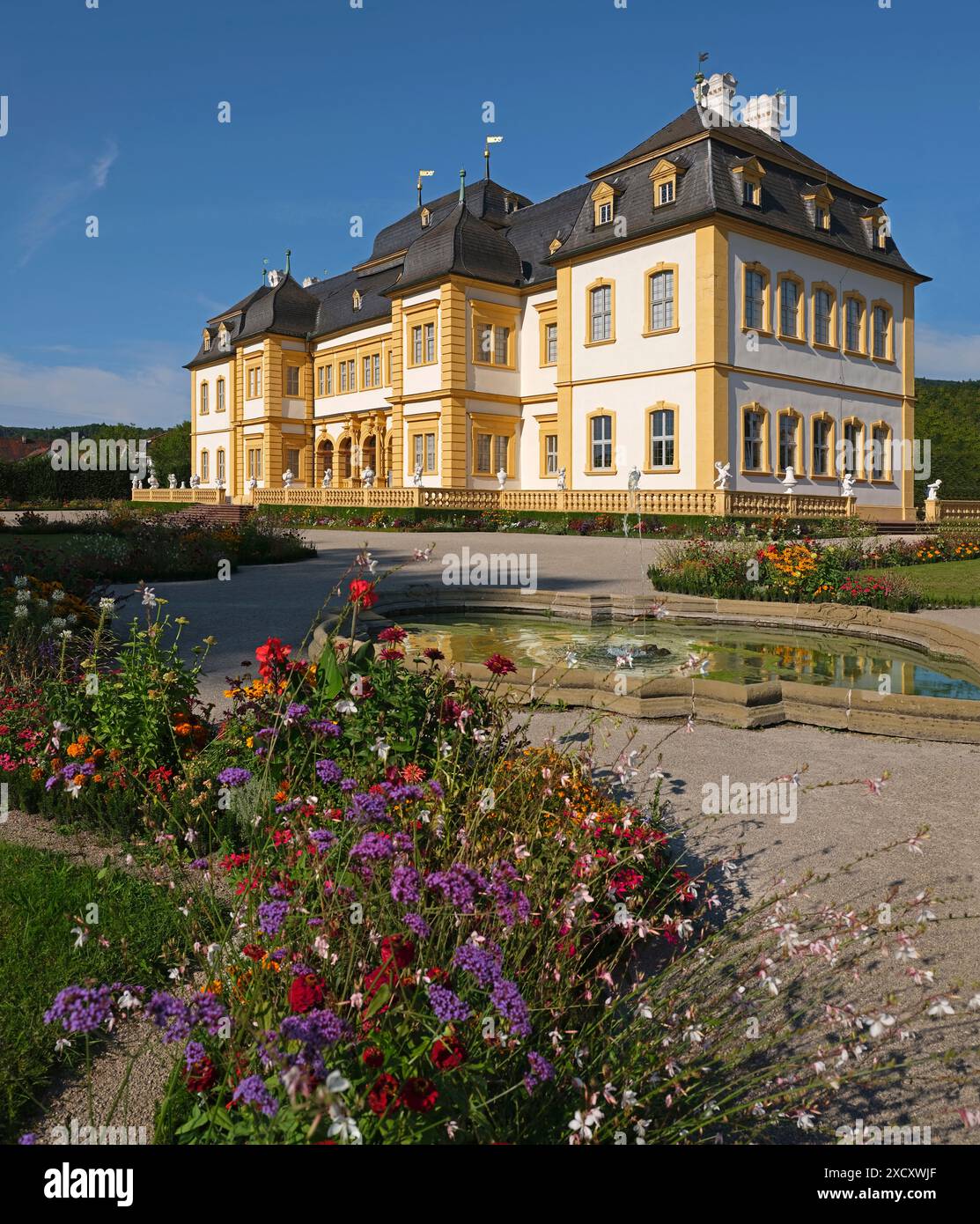 Geographie / Reisen, Deutschland, Bayern, Rokoko-Garten, Brunnen, SCHLOSS, VEITSHOECHHEIM, ZUSÄTZLICHE-RECHTE-CLEARANCE-INFO-NOT-AVAILABLE Stockfoto