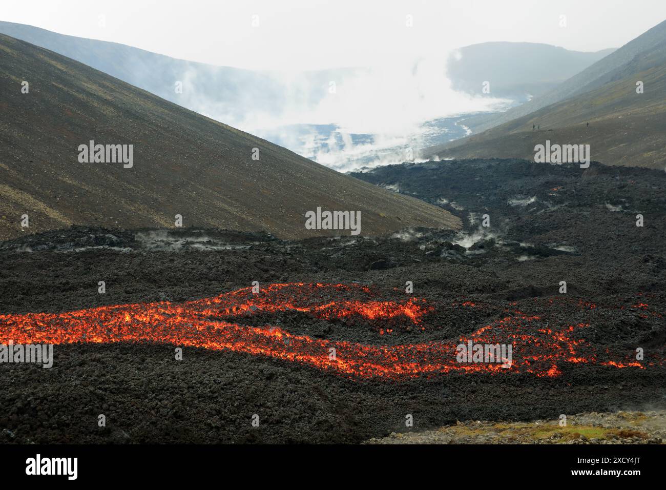 Geographie / Reise, Island, Lavastrom des Vulkans Geldingadalir, Fagradalsfjall, Grindavik, ADDITIONAL-RIGHTS-CLEARANCE-INFO-NOT-AVAILABLE Stockfoto