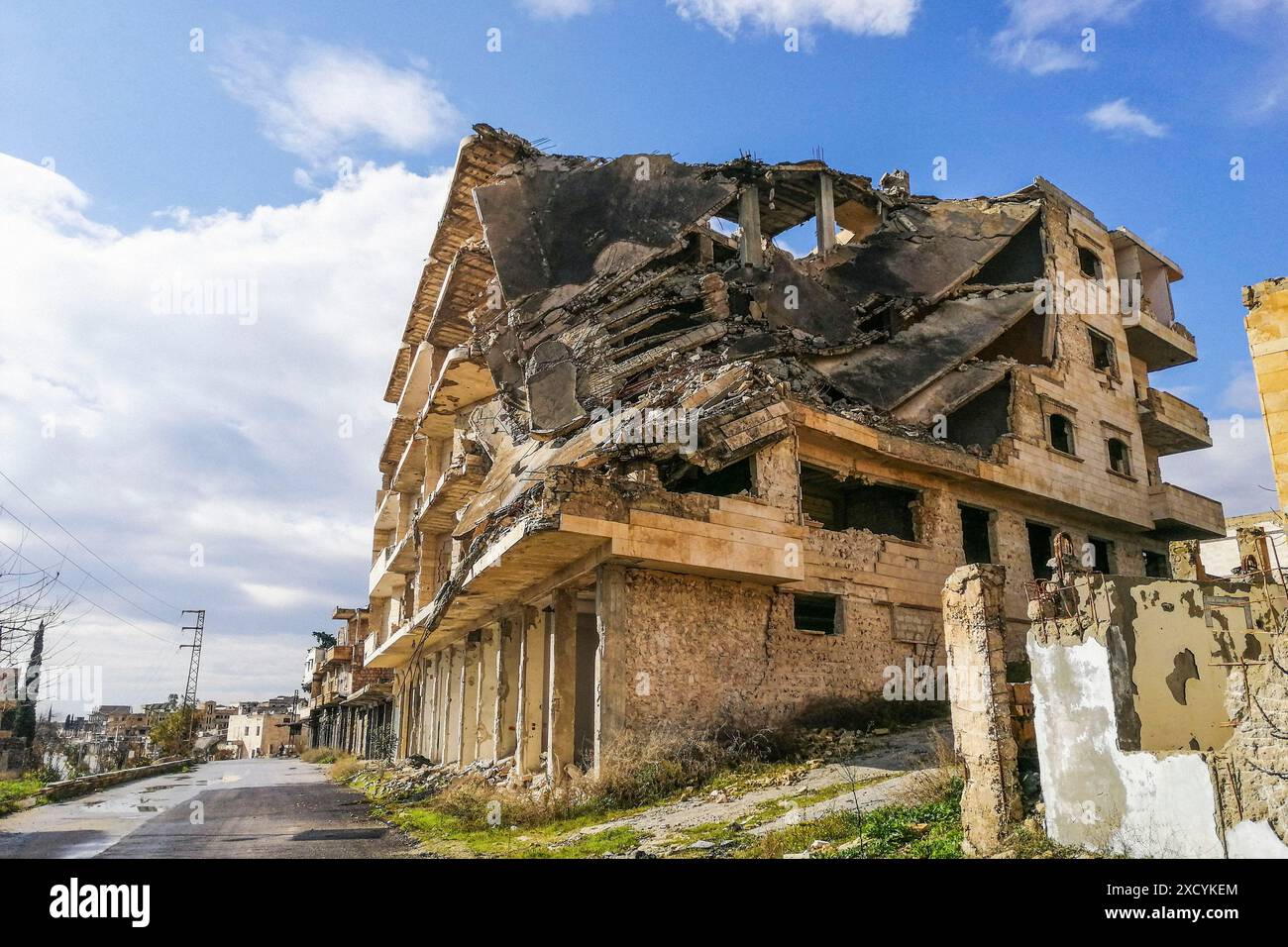 Syrien, Marant al Nuoaman, Ma'arrat al-Nu'man, bombardierte und unbewohnte Stadt Stockfoto