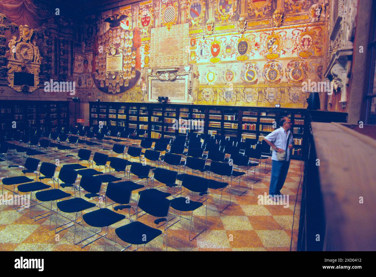 Italien, Emilia Romagna, Bologna, Juristenhalle, Stabat Mater Hall, 16. Jahrhundert, Stadtbibliothek Archiginnasio, Stockfoto