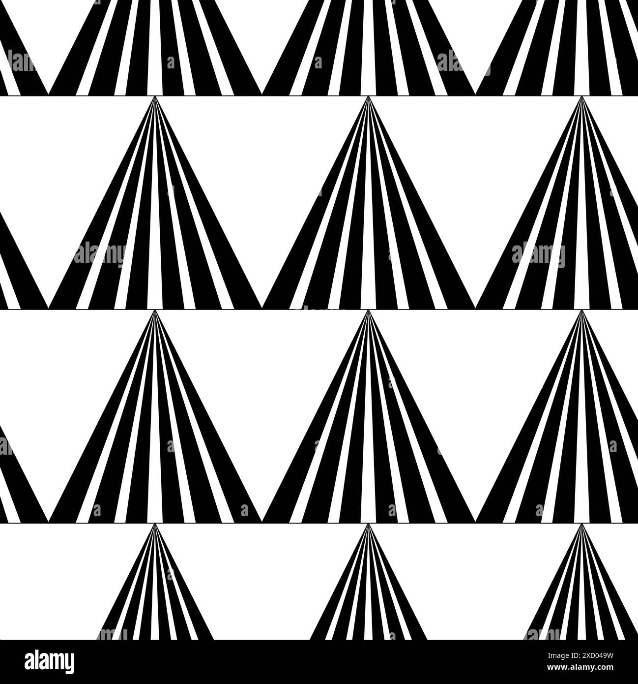 Abstraktes geometrisches Muster mit Dreieck auf weißem Hintergrund. Ein nahtloser Vektorhintergrund. Grafisches, modernes Muster. Weißes und schwarzes Muster. Stockfoto