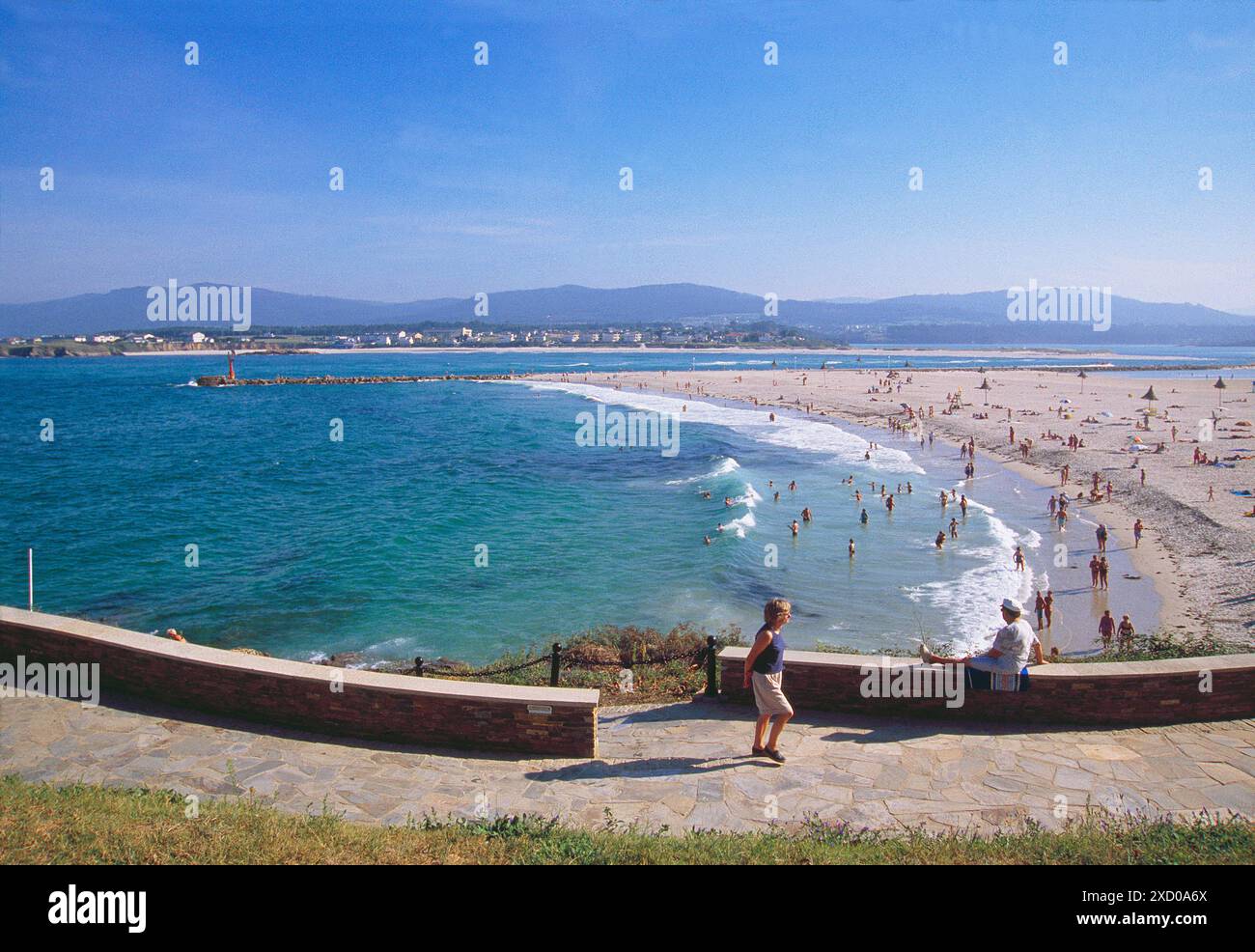 Die Promenade und den Strand. Foz, Provinz Lugo, Galizien, Spanien. Stockfoto