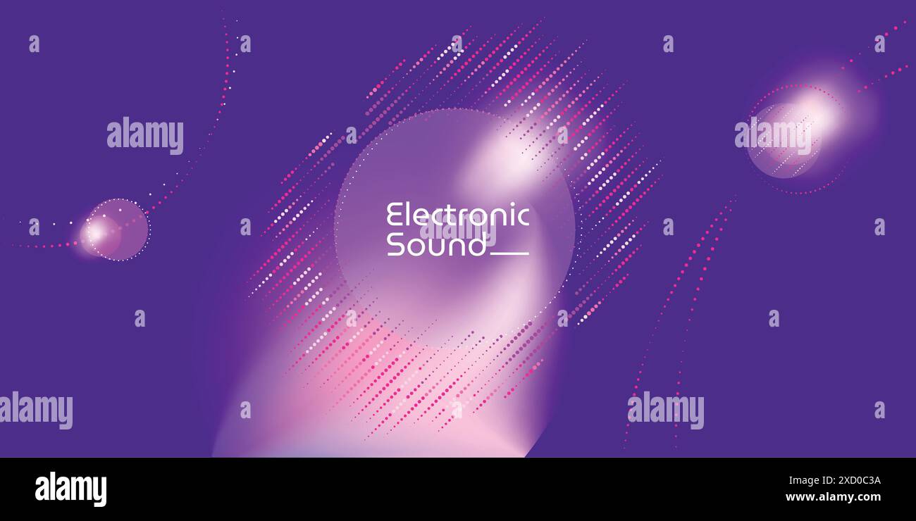 Abstraktes Konzept für elektronische Musik, Geräusche. Illustration von Neonwellen, Vektor mit Kurven, Linie, Punkt Stock Vektor