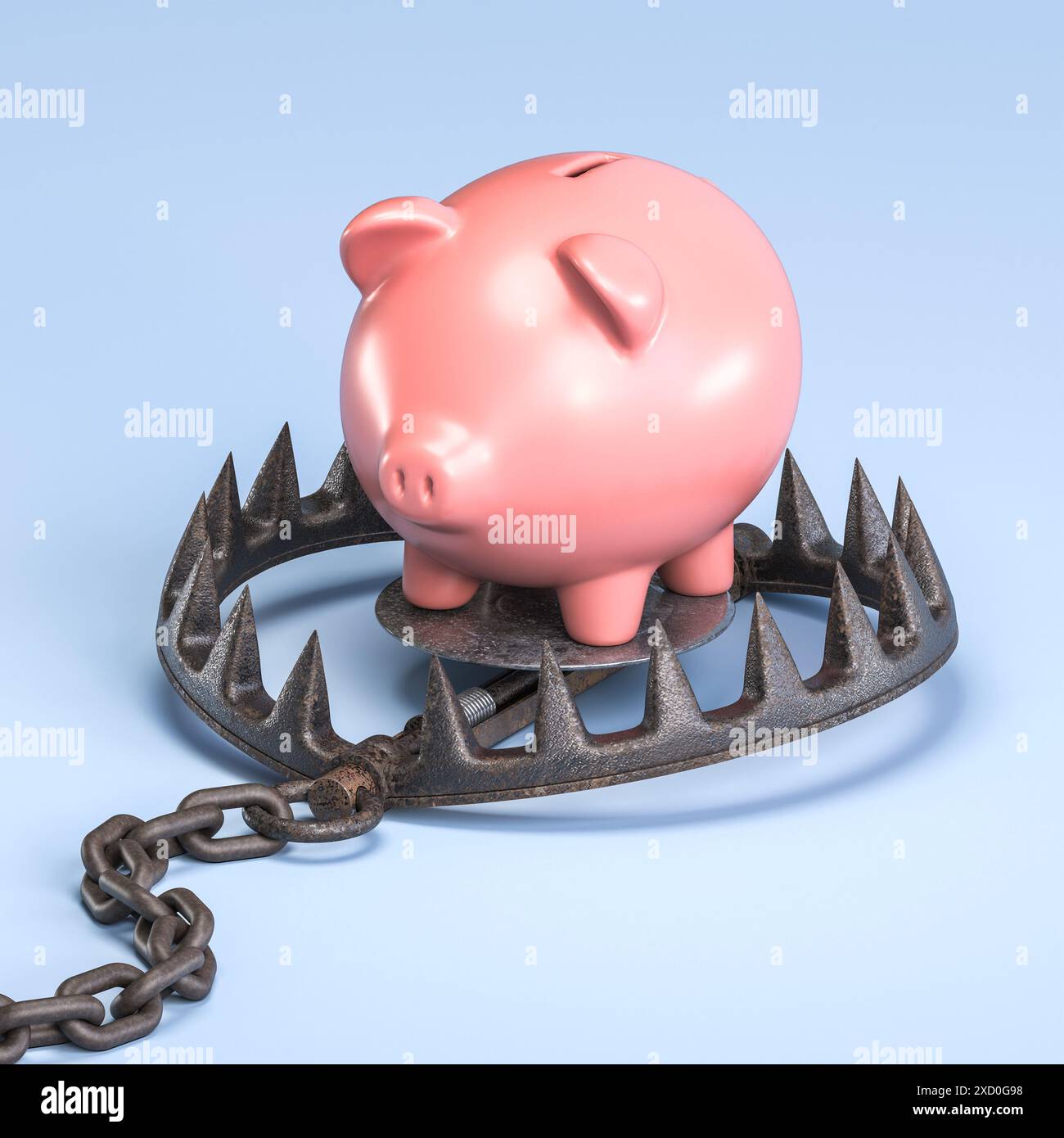 Pink Piggy Bank Bärenfalle, Risiken verbunden Finanzen 3d-Rendering Stockfoto