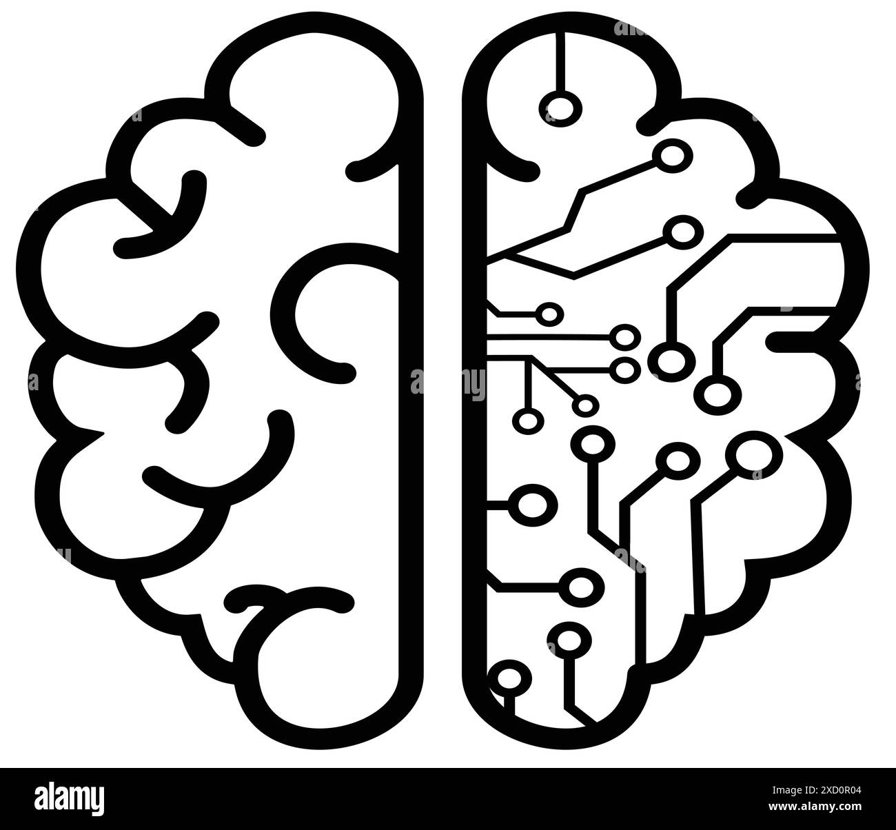 Design des Logos für lineare künstliche Intelligenz des menschlichen Gehirns Stock Vektor