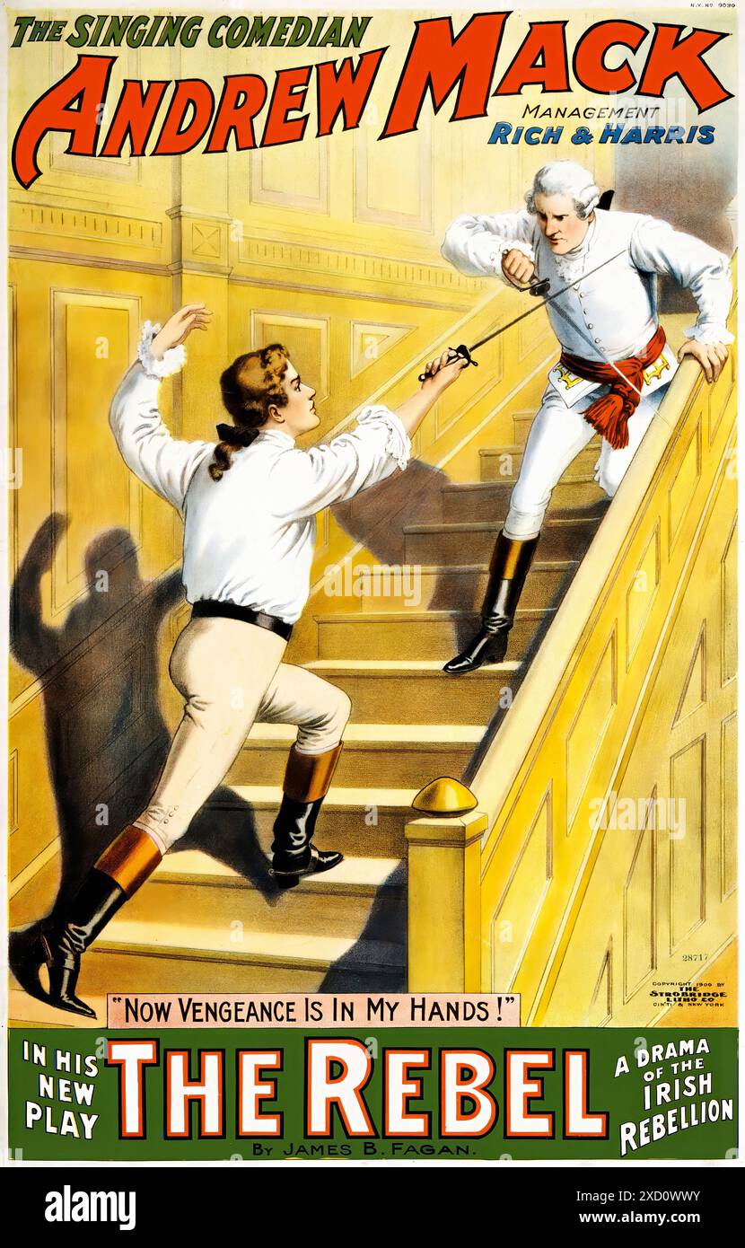 Der singende Komiker Andrew Mack in seinem neuen Stück The Rebel, 1900. - Poster Mit Vintage-Druck Stockfoto