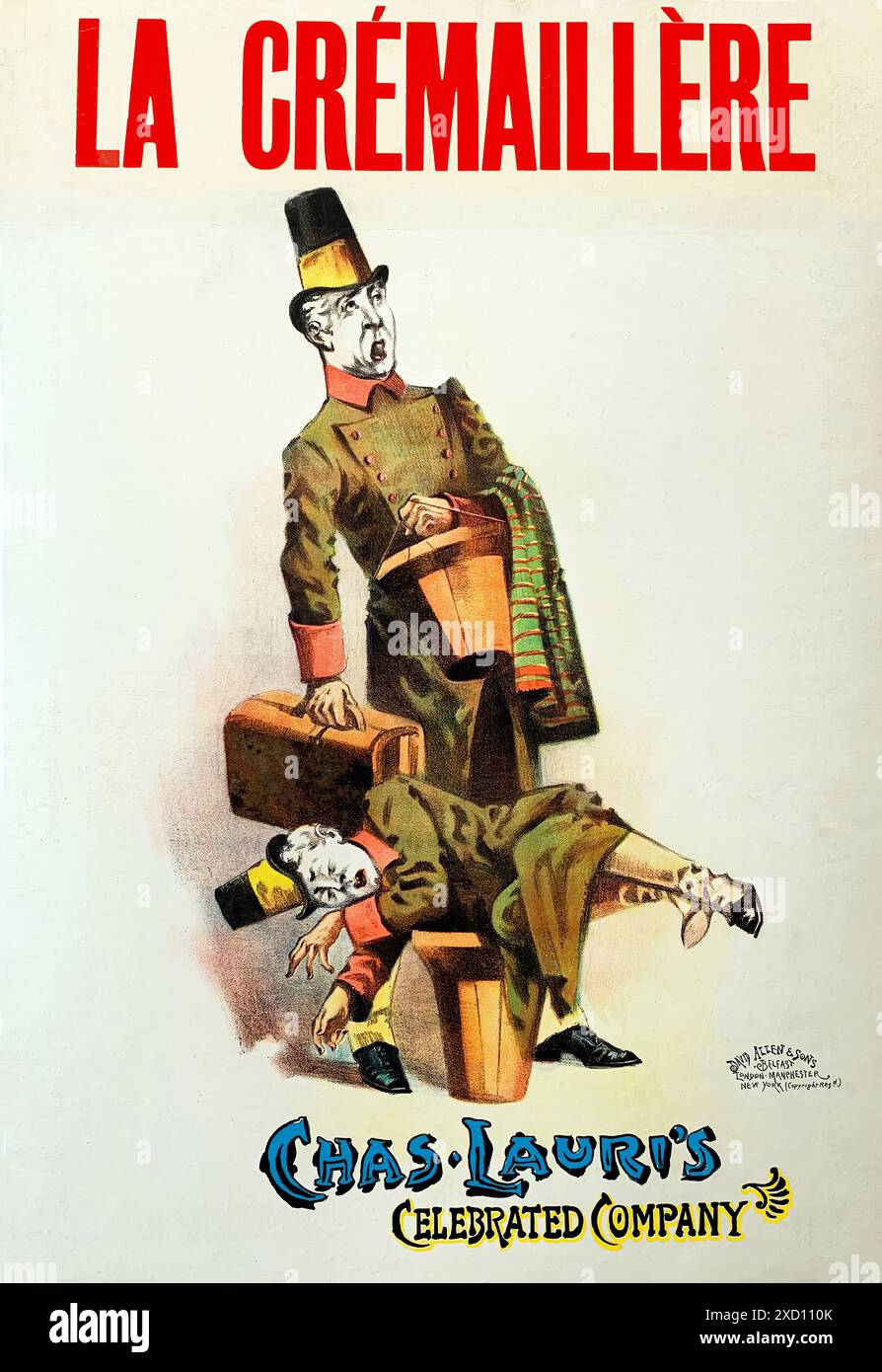 La Cremaillère, Kap. Lauri's Celebred Company, um 1900. - Vintage-Werbedruck-Poster Stockfoto