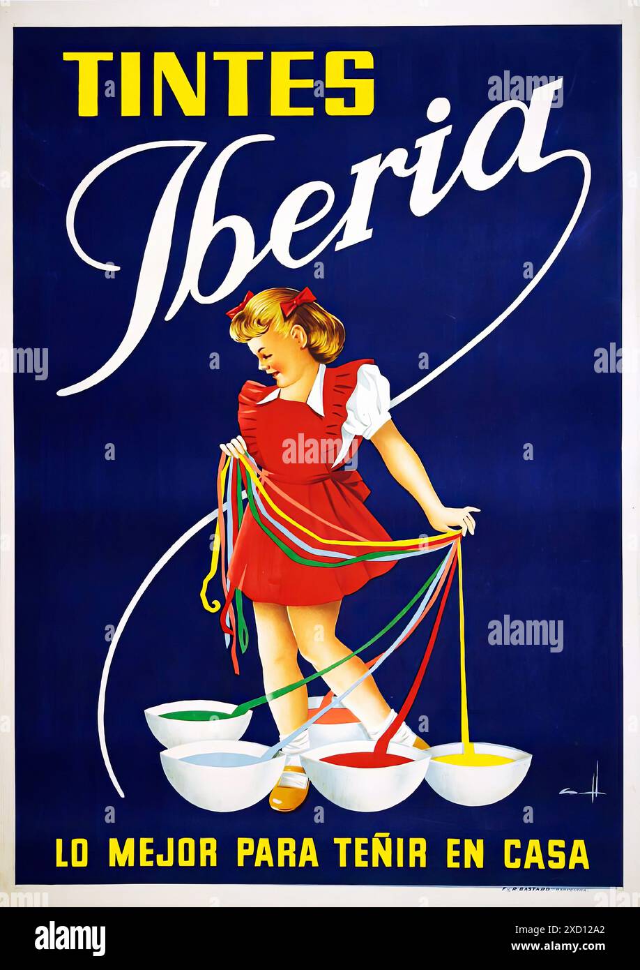 Tintes Iberia, Lo mejor para teñir en casa. - Vintage-Werbedruck-Poster Stockfoto