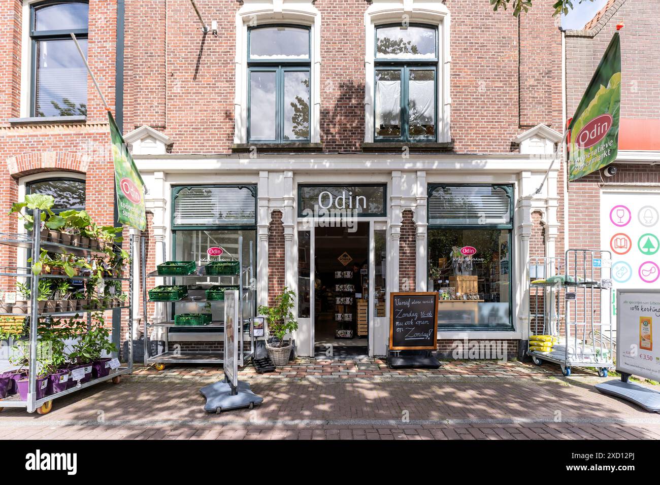 Odin-Supermarkt für Bio-Lebensmittel in Medemblik, Niederlande Stockfoto