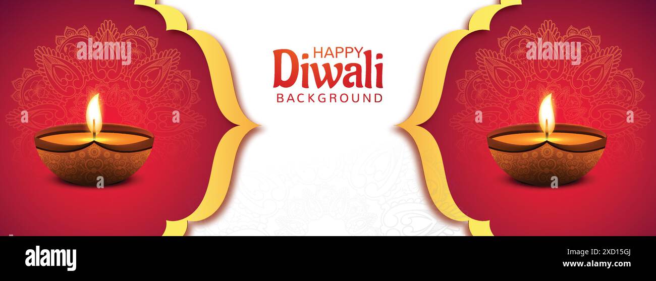 Wunderschönes dekoratives diwali Diya Bannerdesign Stock Vektor