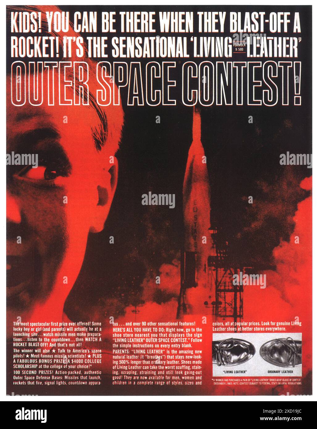 1961 Living Leather Shoe Werbespot – Outer Space Contest Stockfoto