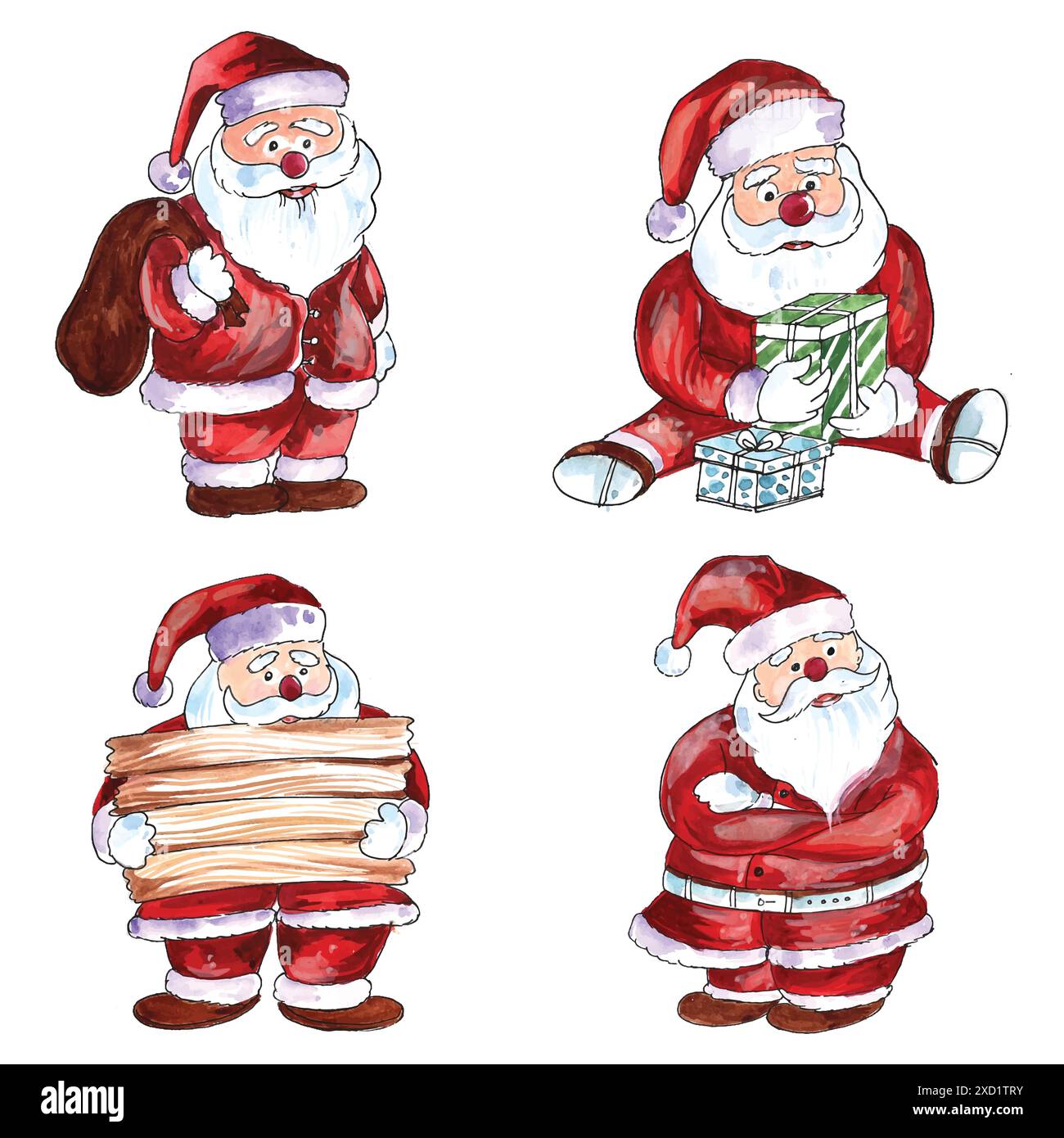 Wunderschönes weihnachtsmannsfiguren-Set-Design Stock Vektor