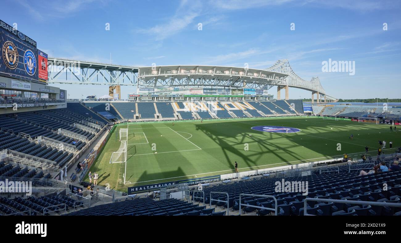 CHESTER, PA, USA - 1. JUNI 2024: MLS-Spiel zwischen Philadelphia Union und CF Montréal im Subaru Park. Stockfoto CHESTER, PA, USA - 1. JUNI 2024: MLS-Spiel zwischen Philadelphia Union und CF Montréal im Subaru Park. Stockfoto