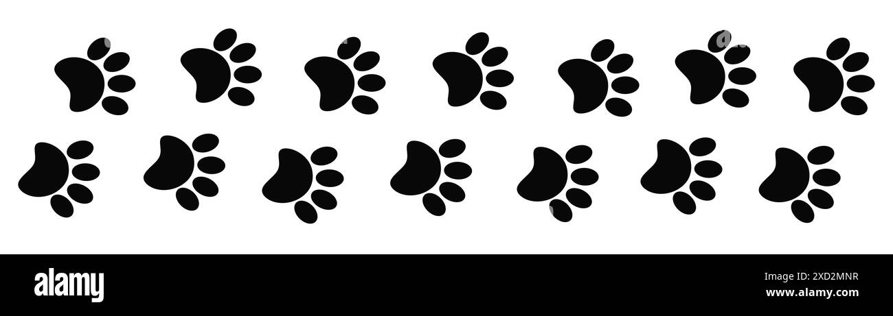 Paw Prints Tierspuren Banner Trennwand Rand Streifendesign Vorlage. Stockfoto