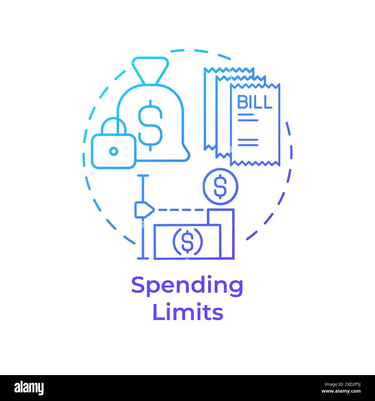 Symbol für das blaue Verlaufskonzept für Ausgabengrenzen Stock Vektor