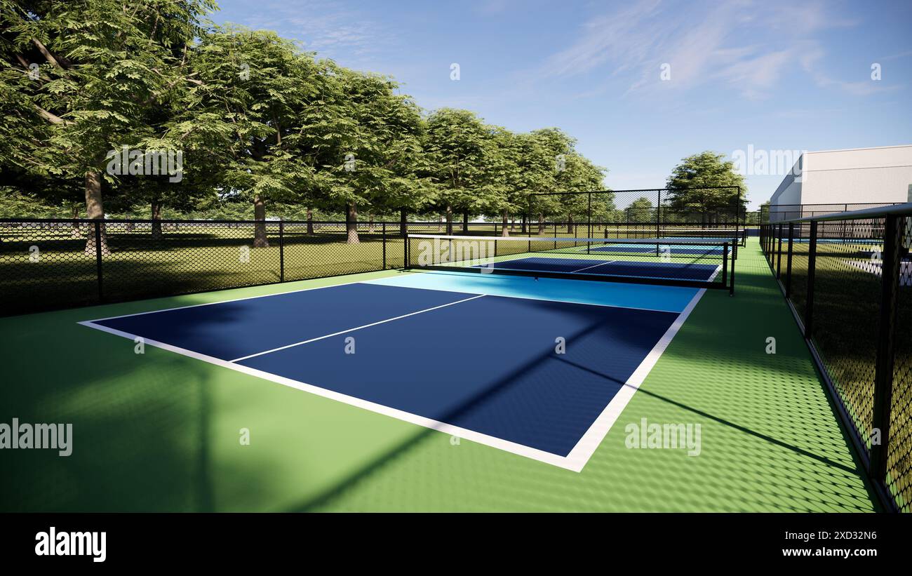 Picknickplätze im Freien, grün und blau gestreift Stockfoto